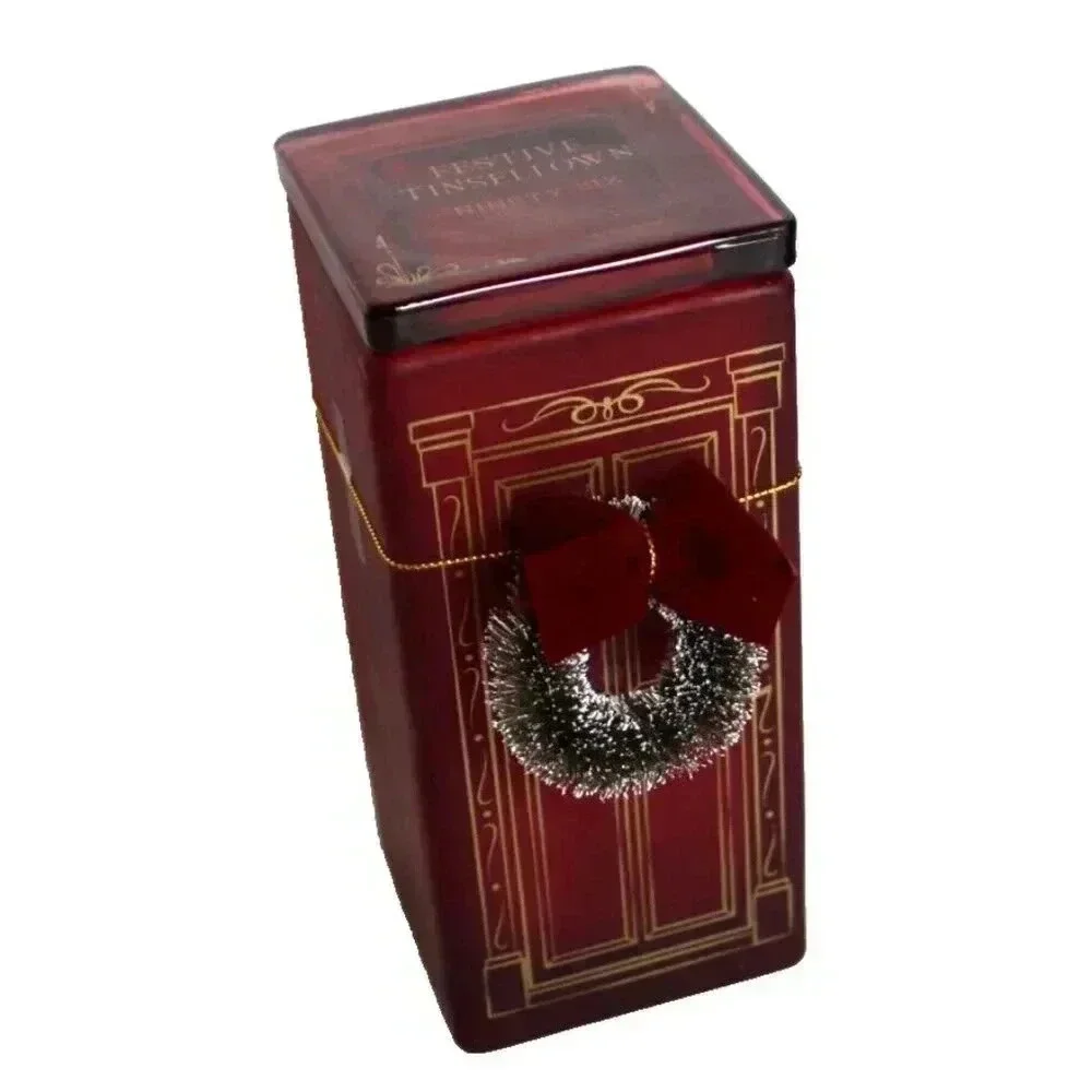 New Red Glass Art Deco Festive Tinseltown Ninety Six Christmas Door Candle 16oz